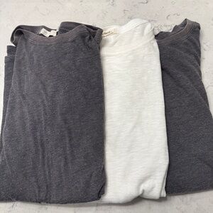 Free People Tee Bundle- 2 Gray and 1 White Short Sleeve Tees